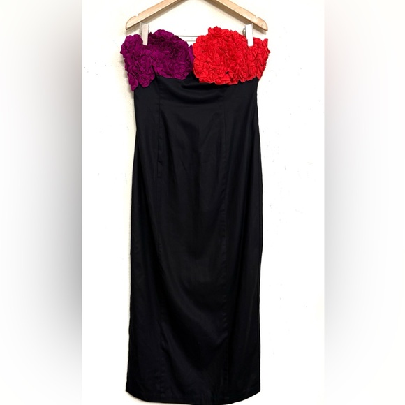 NWT Mara Hoffman Carmen Midi Dress Sculptural Floral Bustier Black Multi Sz 8 - Picture 10 of 17